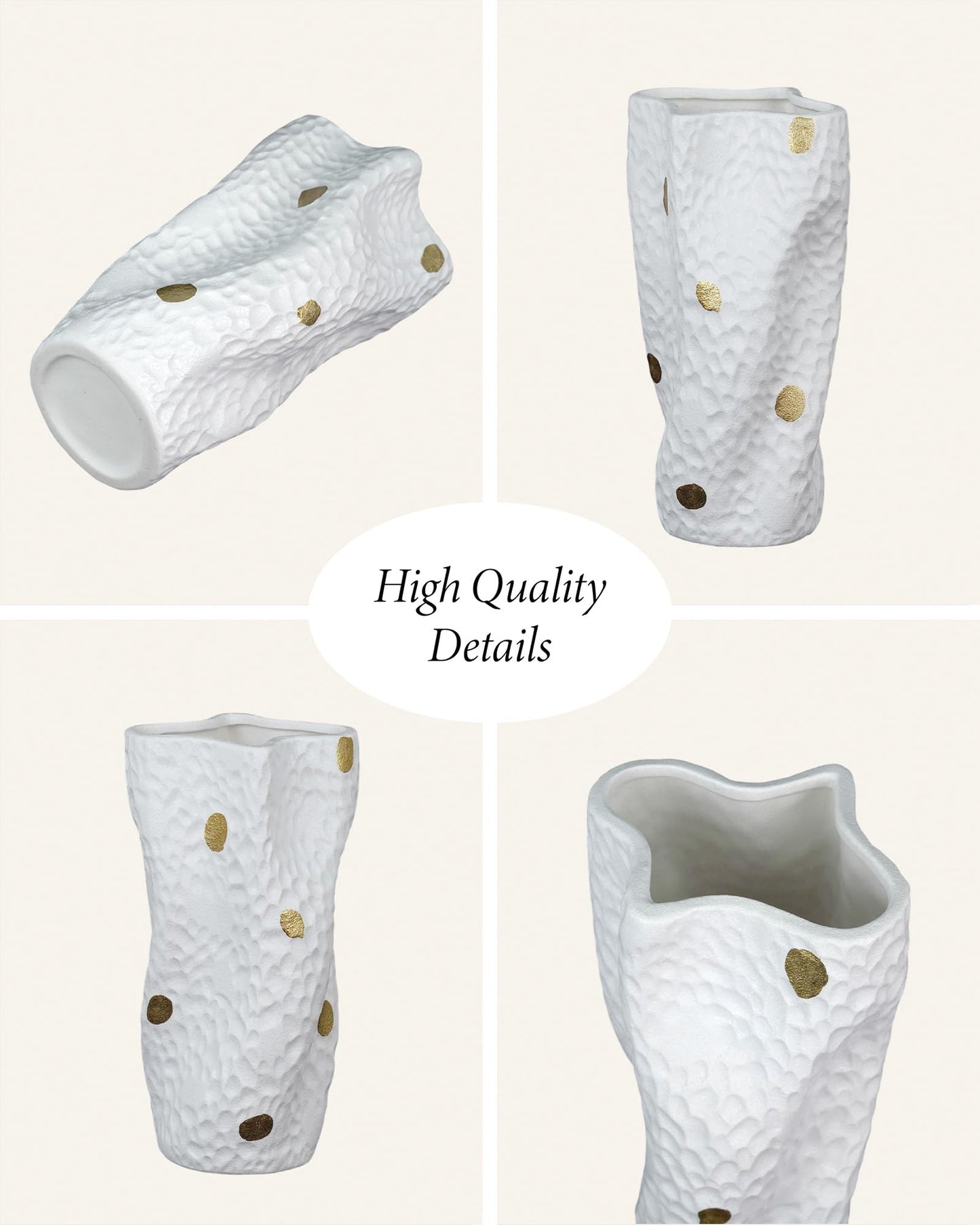 OOSTONEE Ceramic Vase for Home Decor - 10 Inch Unique Design Organic Nature Shape, Modern Farmhouse Decor, Coffe Table Flower Vases for Centerpieces, Entryway Table