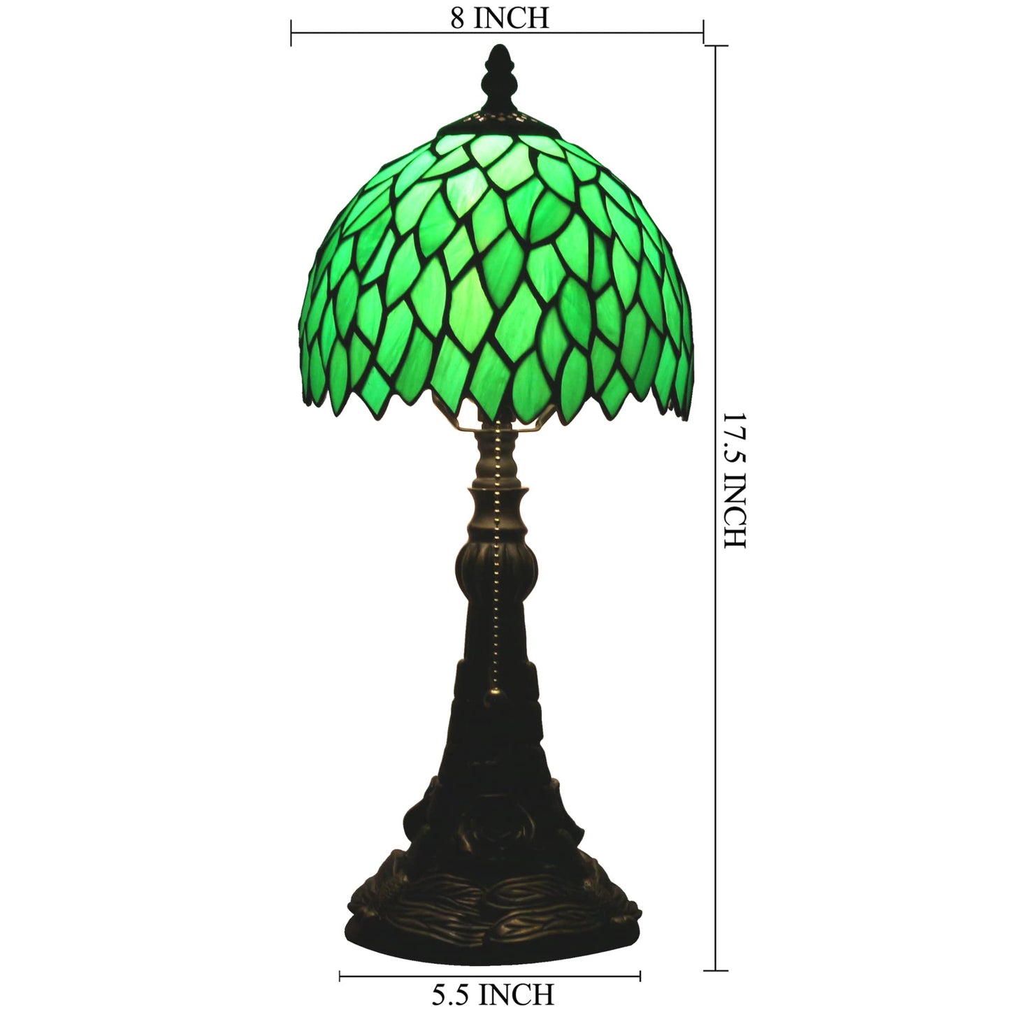 Small Tiffany Lamp Stained Glass Desk Lamp Green Wisteria Leaves Style