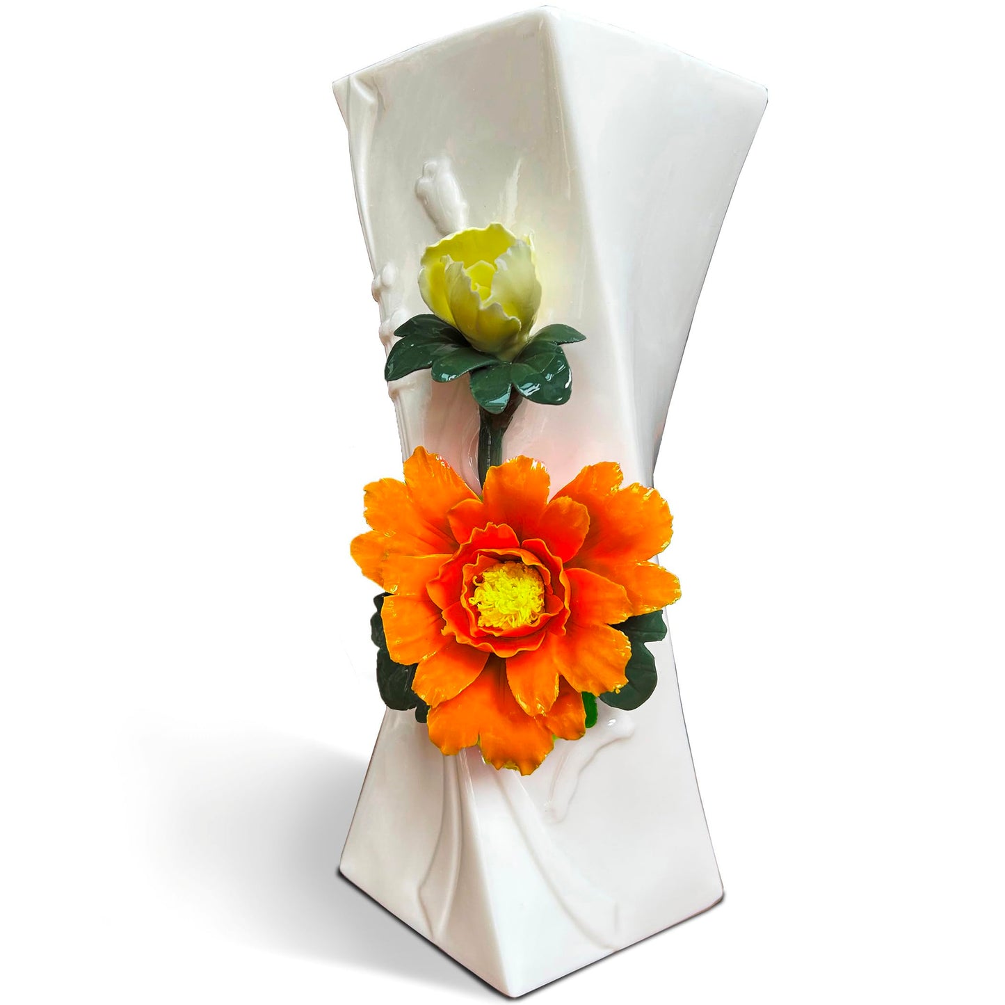 MTME Porcelain vase with Flowers, Memorabilia, Wedding Gifts, Aesthetic Sculpture Home décor (Orange)
