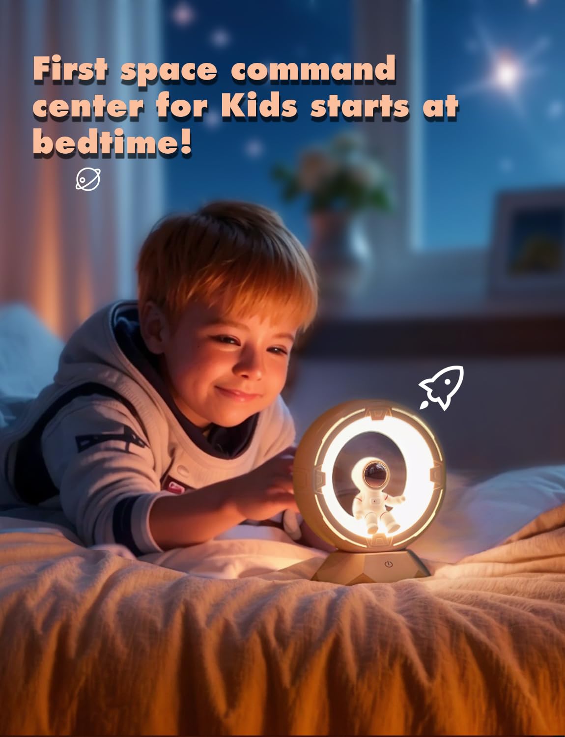 ILLUMYN Night Light Kids, Astronaut Space Night Light Lamp with 9-Level Cold Warm Light Rechargeable Dimmable Tap Touch Nightlight for Kids Children Toddler Bedroom Bedside Livingroom Desktop
