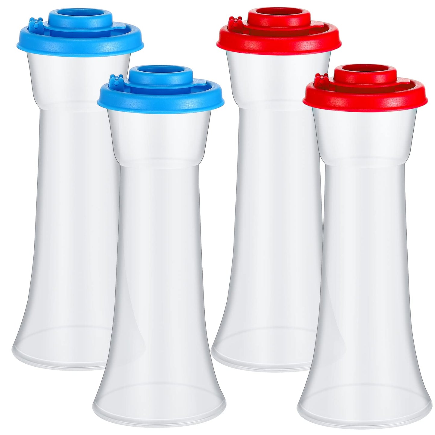 Lounsweer Set of 4 Plastic Salt and Pepper Shakers Hourglass Salt and Pepper Shakers with Lids Moisture Proof Set for Home Kitchen Restaurant Outdoors Camping Lunch