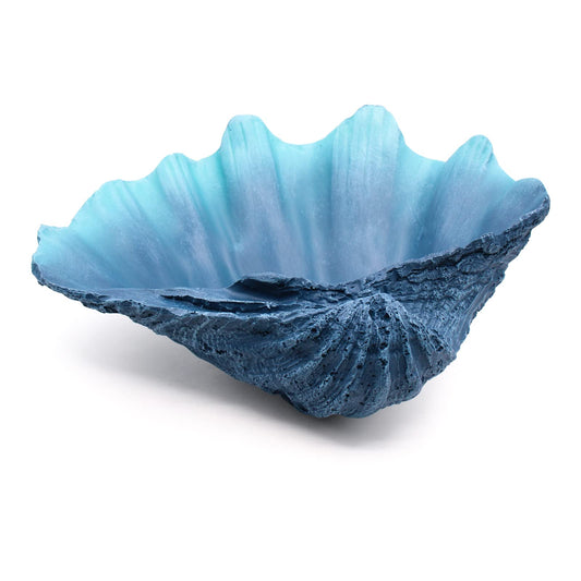 ALIWINER Medium Blue Scalloped Clam Shell Bowl Sea Shell Decor for Nautical Beach House,Coastal Decor Gift of Housewarming and Wedding Party