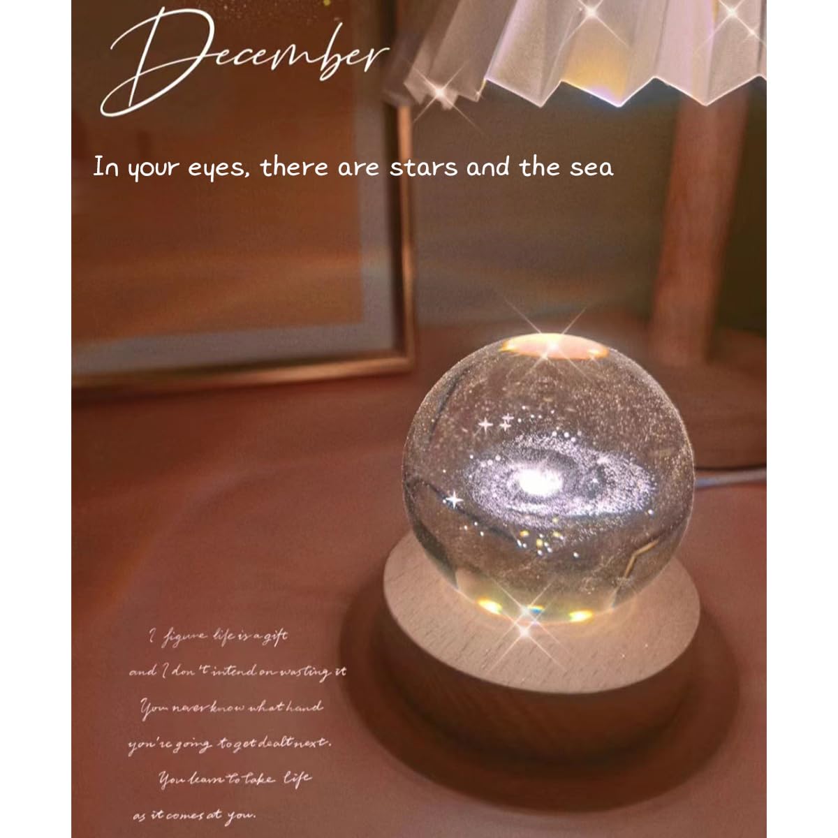 Lizihengpi 3D Crystal Ball Night Light Mood Lighting Cozy Comfort Gifts Home Decor lamp for Bedroom Space Lamps Happy Cozy Comfort Gifts (Rain Clouds)