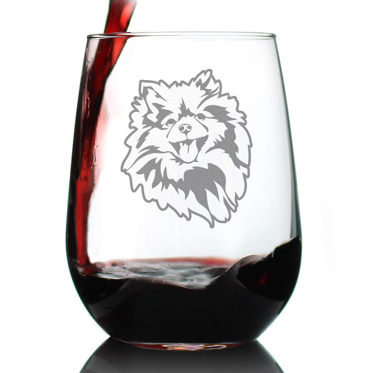Bevvee Pomeranian Face Stemless Wine Glass - Cute Dog Themed Decor and Gifts for Moms & Dads of Pomeranians- Large 17 Oz
