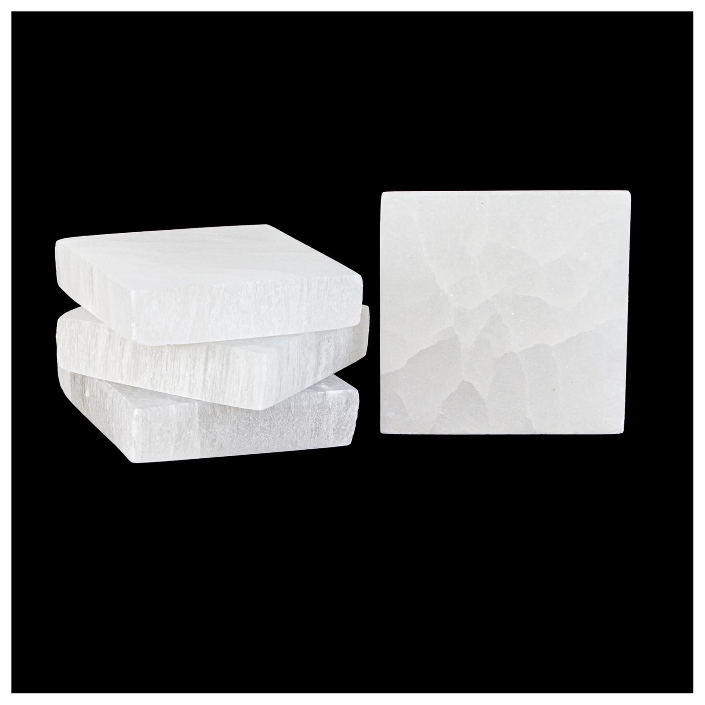 Om Zone Selenite Charging Plate for Cleansing Crystals & Healing Stones, Meditation, Reiki, Protection Crystals, Spiritual Gift (4, 3" Square)