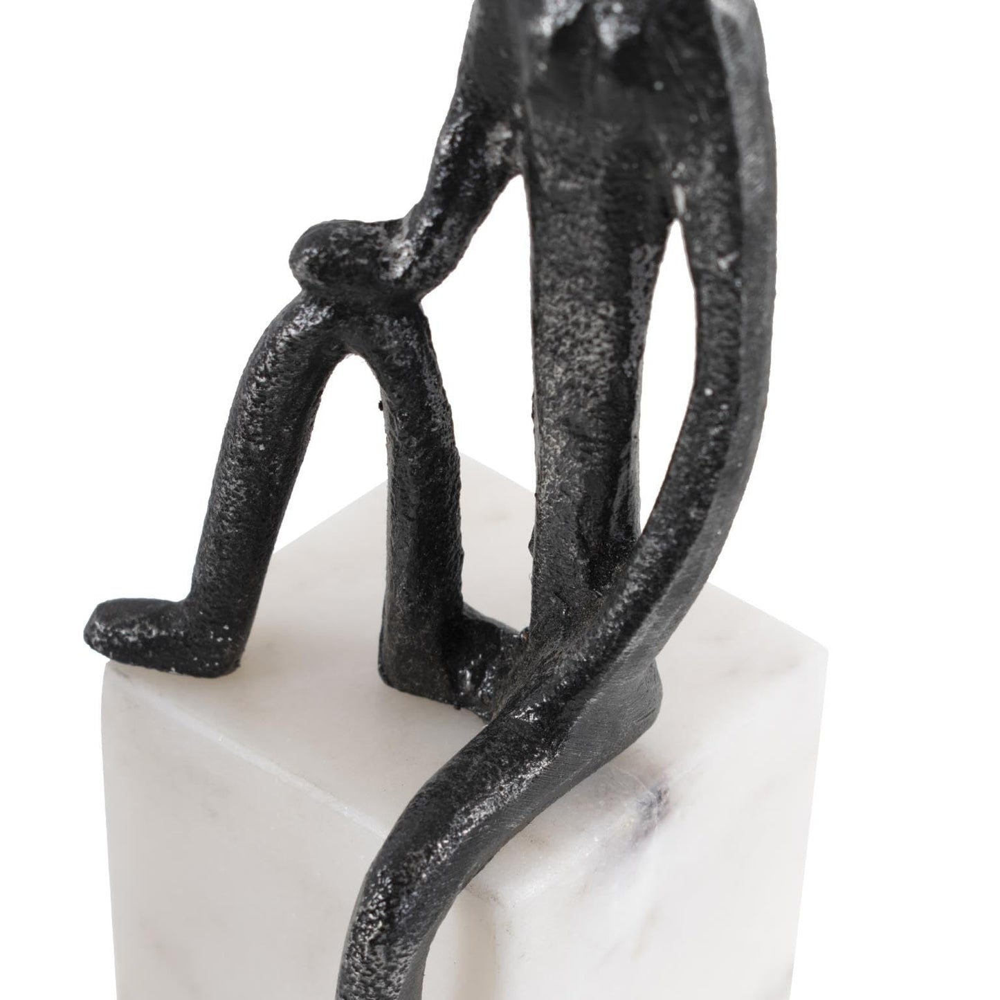 Howard Elliott Collection Proud Moment Sculpture, Iron Figure Accent on White Marble Base, Modern Decorative Figurine for Table, Shelf or Office Decor, 8H x 8W x 8D, Black and White