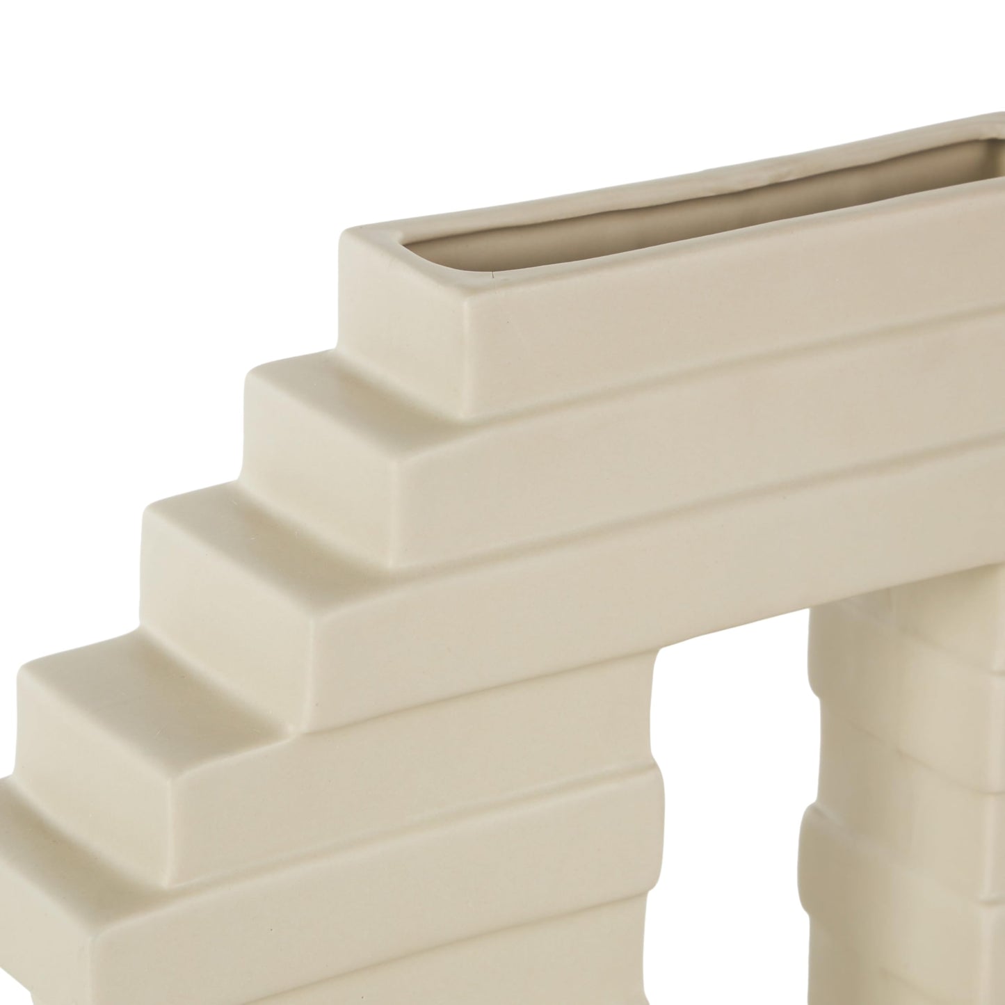 Deco 79 Ceramic Abstract Decorative Vase Centerpiece Vase with Rectangular Center Cutout, Flower Vase for Home Decoration 12" x 2" x 10", Cream
