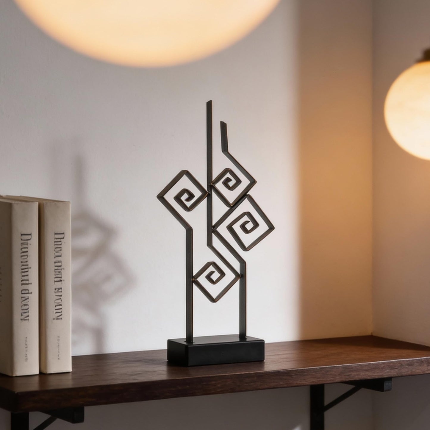 LNXMES Abstract Metal Sculpture Home Decor – Modern Minimalist Line Art Statue Decorations for Table, Shelf, Living Room, Office & Entryway (Geometric Line Art Metal Sculpture)