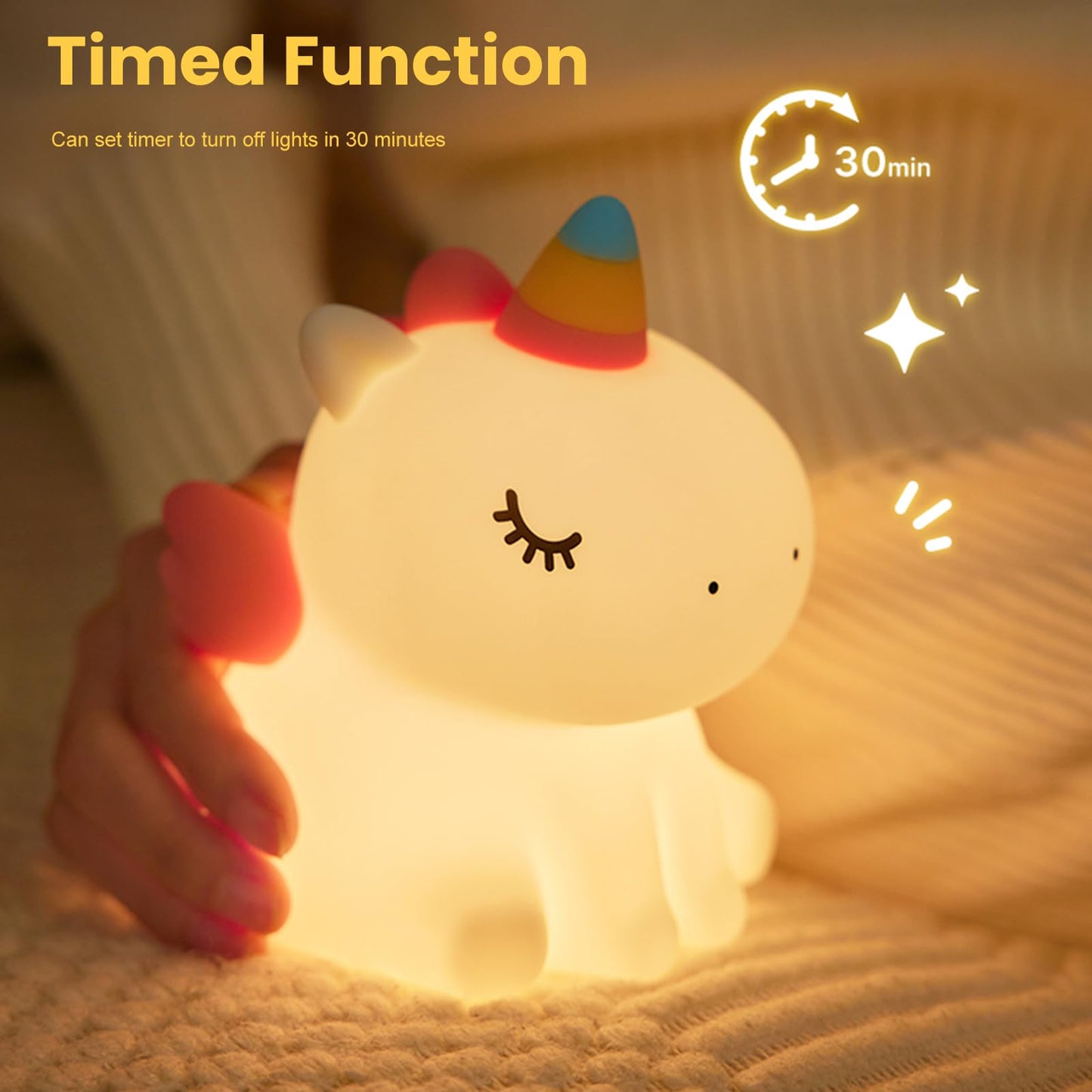 AGEK Unicorn Night Light for Kids, Silicone Baby Nursery Night Light Dimmable LED Unicorns Lamp Rechargeable Bedside Lamp Nightlight Unicorn Toys for Girls Toddler Women Gifts Bedroom Kids Room Decor