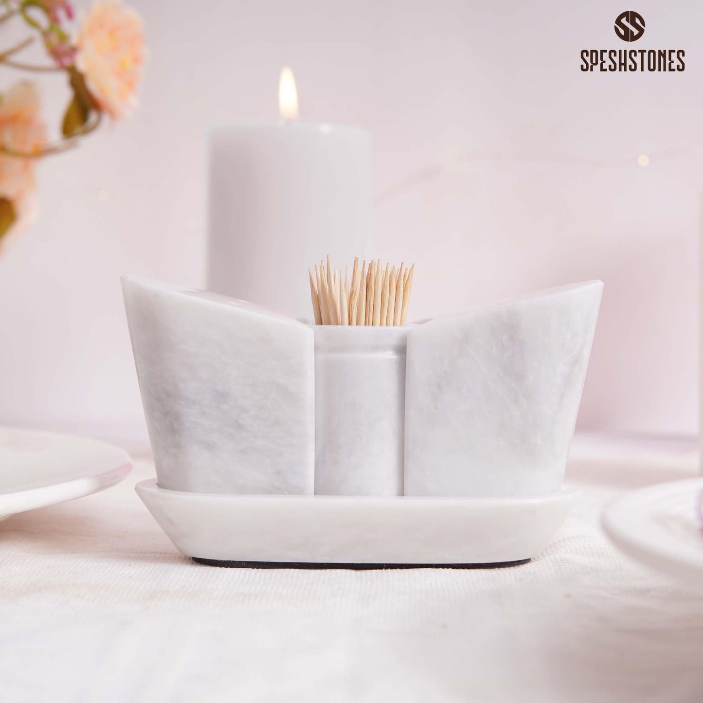 SPESHSTONES Marble Salt and Pepper Shakers 2.5 Inch Handmade White Salt and Pepper Containers for Dining Table Décor - Modern Salt Shakers for Kitchen Counter, Seasoings Salt & Spice Shaker Sets