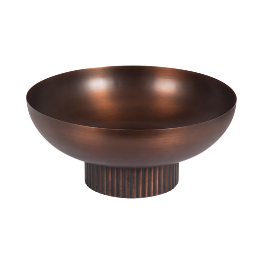 Kate and Laurel Rooks Ribbed Decorative Metal Bowl, 12 Inch Diameter, Bronze, Vintage Raised Fruit Bowl for Kitchen Counter or Use as a Key Bowl for an Entryway Table