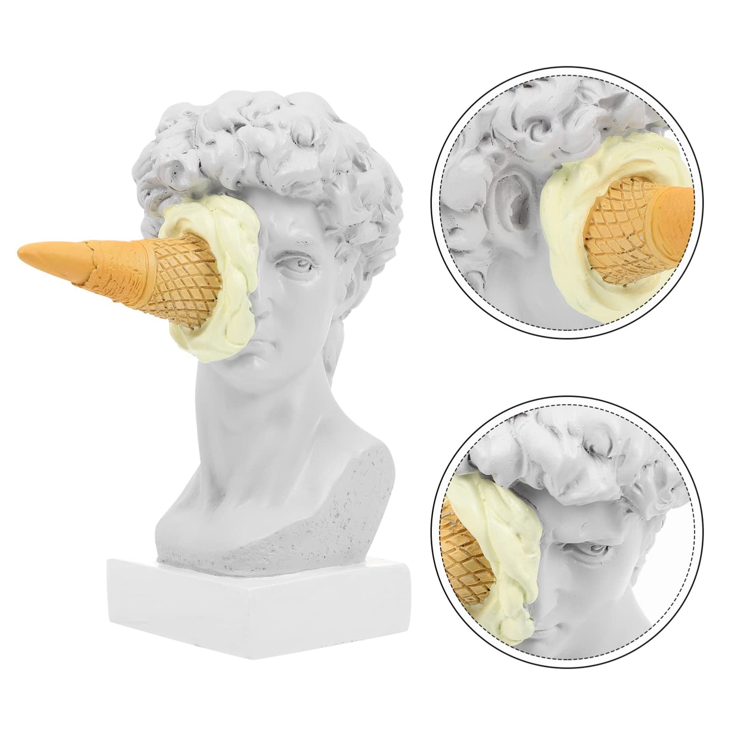 PRETYZOOM Greek David Head Ice Cream Resin Sculpture - Stylish Decorative Statue for Home, Office, Bookshelf, Coffee Table Decor