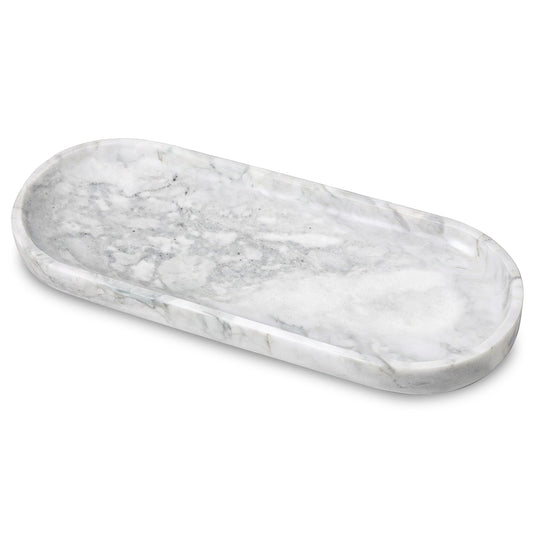 NEAMVCT Decorative White Marble Bowl, 10.6" x 4.3" Hand-Polished Natural Stone Bathroom Vanity Tray– Multi-Purpose Candy Bowl, Smudge Bowl, Key Bowl for Bathroom Countertop, Dresser, Coffee Bar