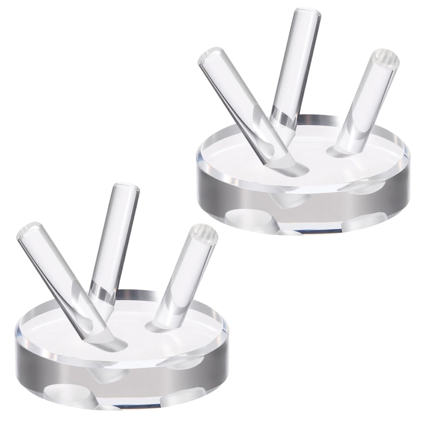 GUSHBIN 2 Packs Acrylic Softball Display Pedestal Sphere Stand with Round Holder for Baseball Tennis Golf Clear Rock Holder for Fossil Minerals, 2.4 Inch x 1.9 Inch