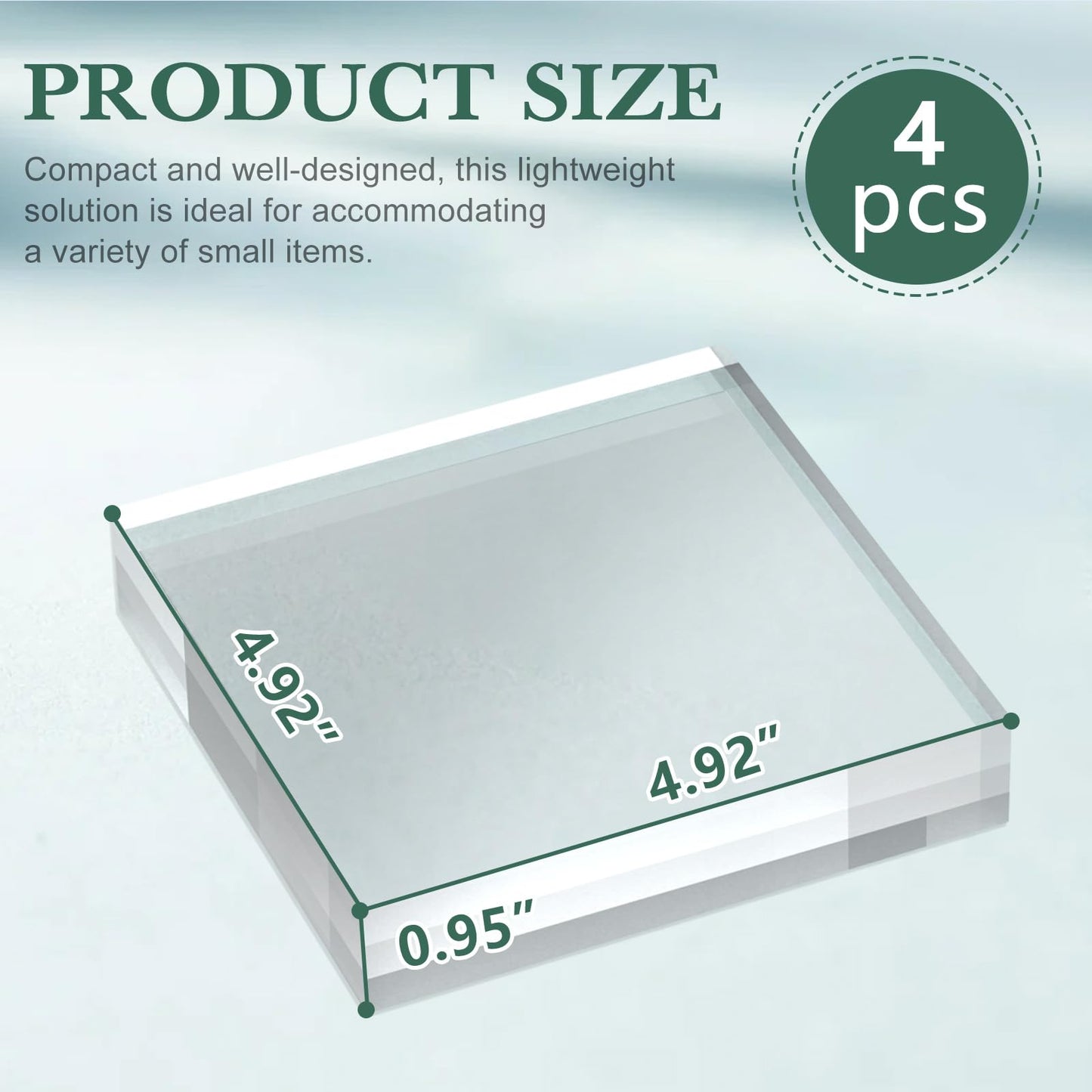 SAMYUCHO Acrylic Base Stand 4 Pack 5 X 5 X 1 Inch Acrylic Blocks for Display Trophy Base Clear Square Cube Riser Display Cylinder Pedestal Stands for Collectibles Jewelry Props Food Display