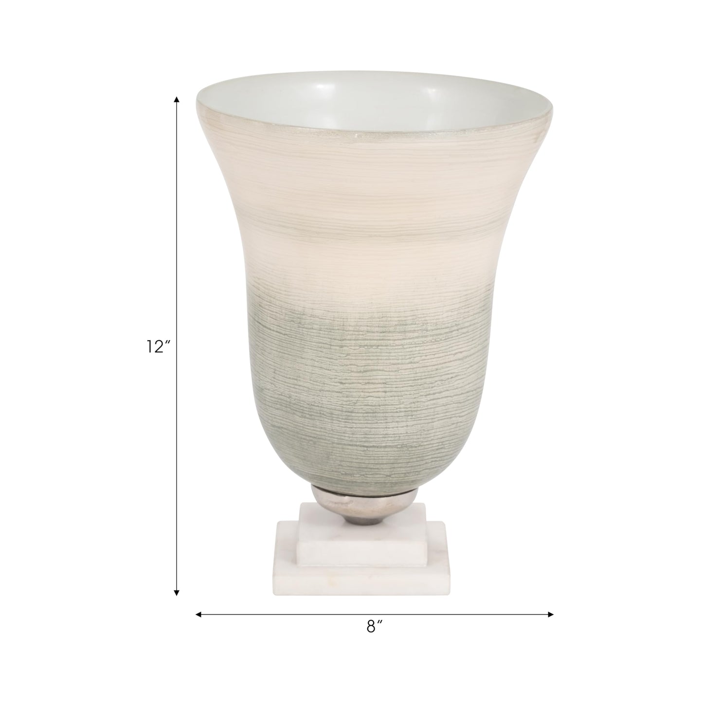 Sagebrook Home Glass Vase with Metal & Stone Base - Elegant Decorative Flower Vase for Home, Office, Living Room & Table Decor - 12" Green