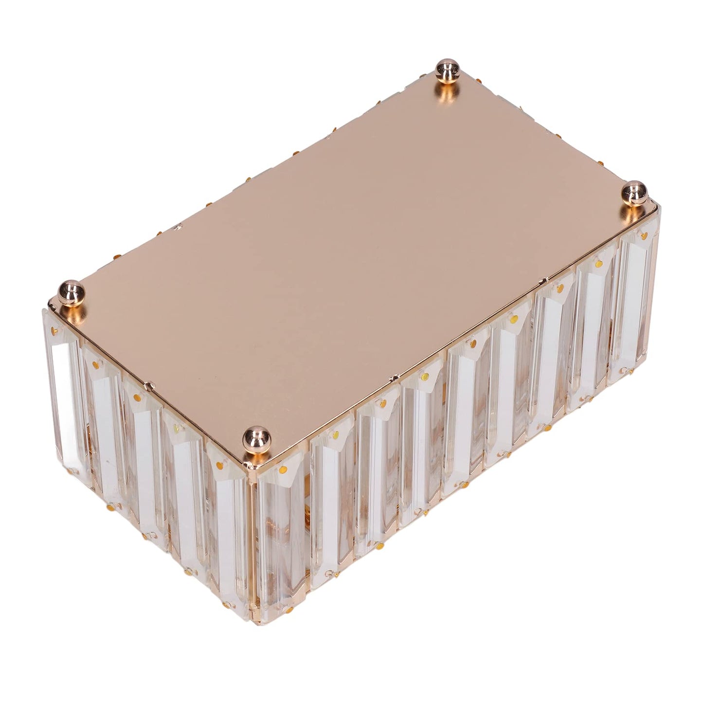 Tissue Box Cover, Gold Glass Tissue Box Holder Rectangular Tissue Case Decorative Napkin Organizer Dryer Sheet Dispenser for Bathroom Night Stand Office Car