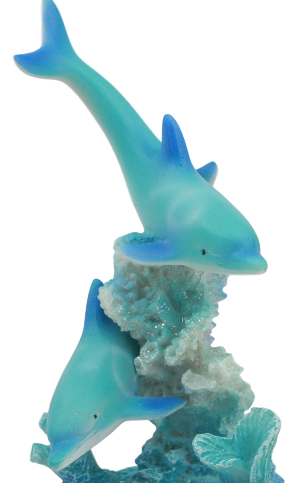 Gifts & Decor Ebros Marine Life Ocean Two Blue Dolphins Swimming Around Coral Reef Statue Under The Sea Bottlenose Dolphin Sculpture