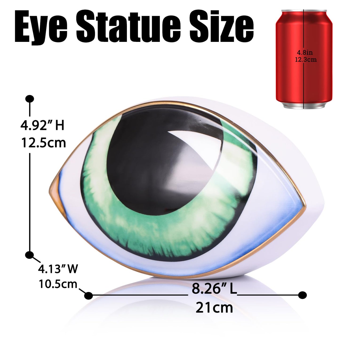 oliruim Big Eye Sculpture, Ceramic Eye Statue, Modern Design Decor Home Living Room, Entryway, Bedroom, TV Stand, Shelf, Spiritual Decor Dining Table Centerpiece (Green)