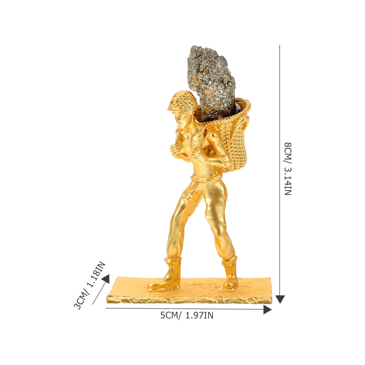 SUPVOX Mineral Back Basket Miner Figurine Genuine Chalcopyrite Ore Stone Collectible Irregular Mineral Decoration for Home Office Table Display