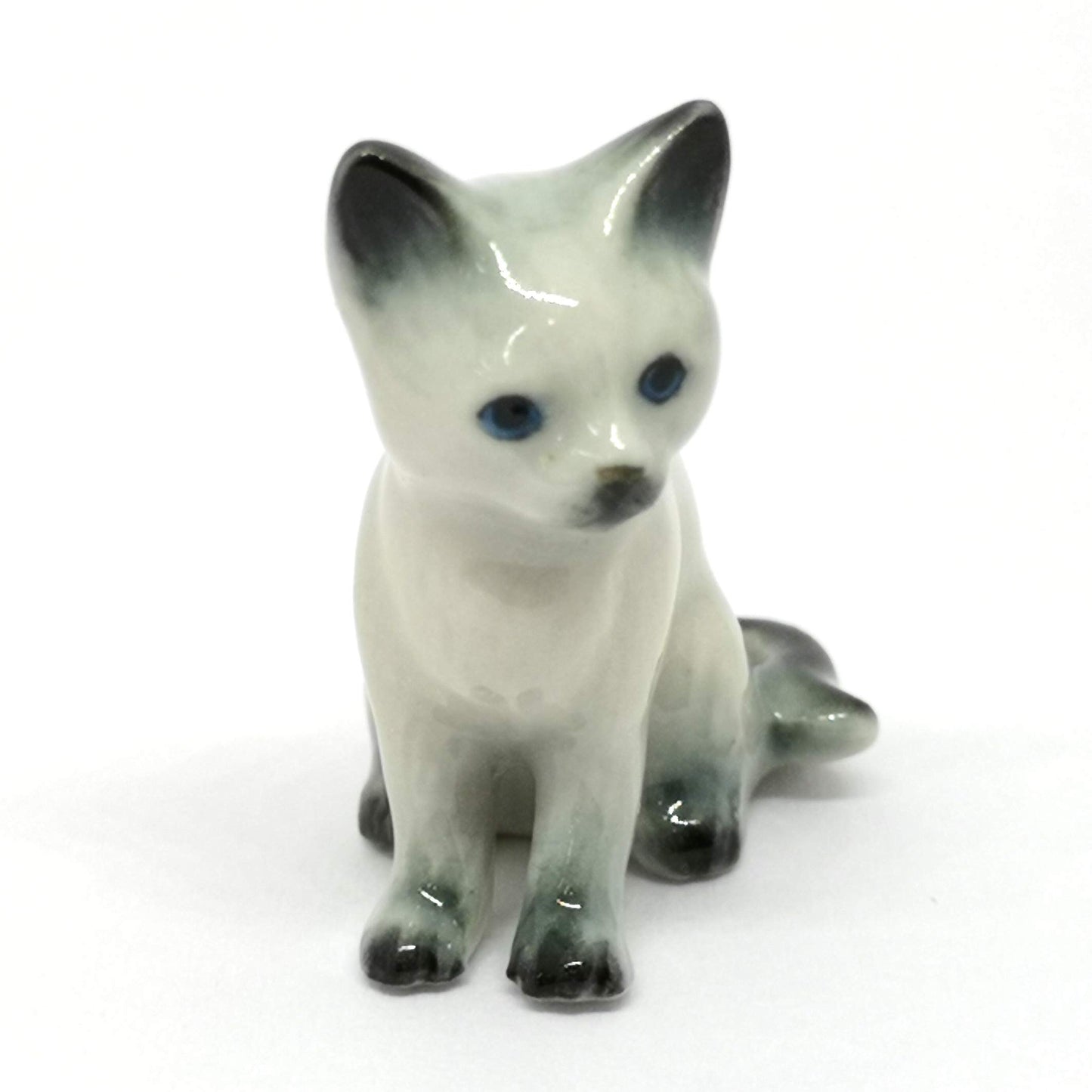 ZOOCRAFT Miniature Ceramic Cat Figurine, Hand-Painted Collectible Small Cat Statue, Handmade Animal Figurine for Home Décor & Gifts