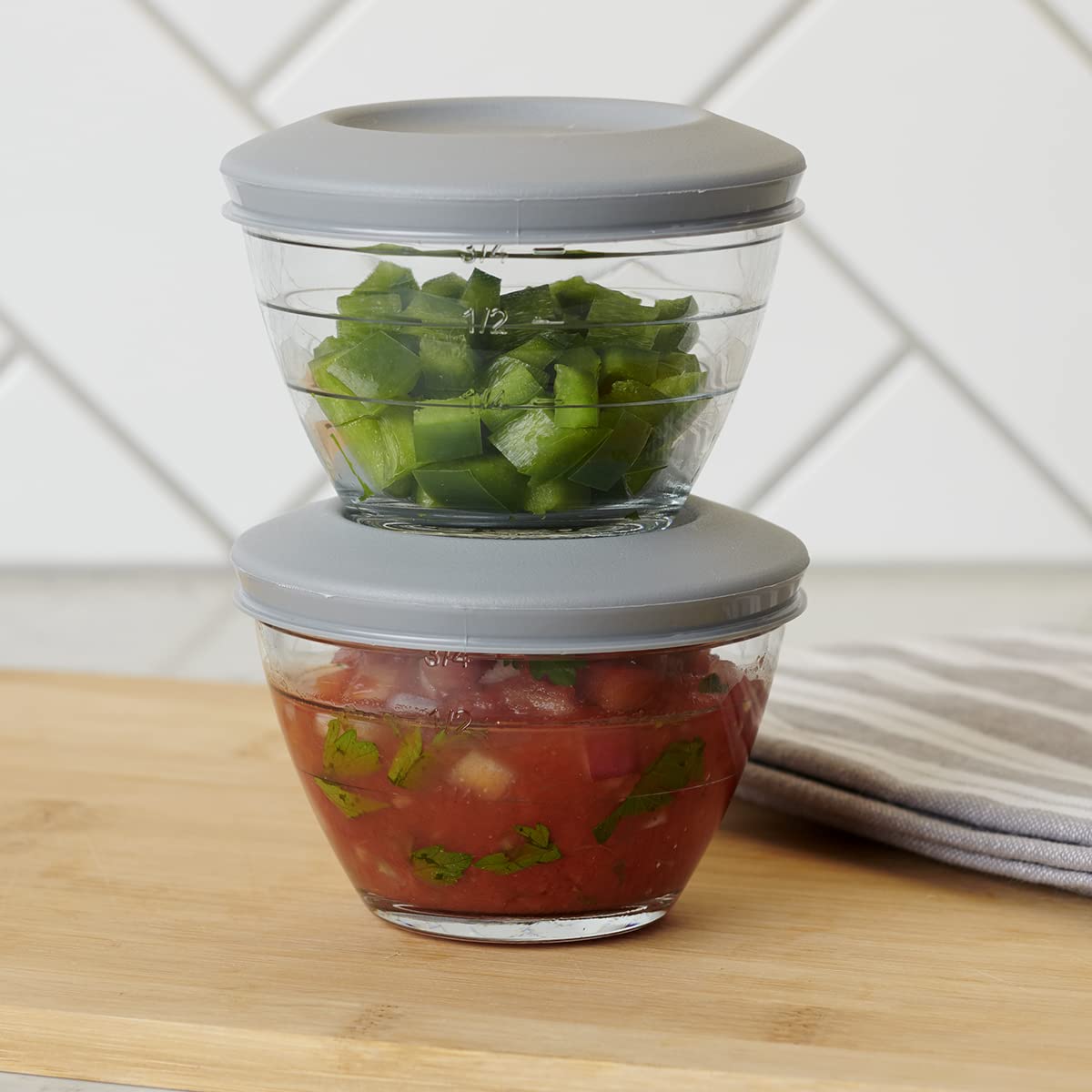 Anchor Hocking 4-IN-1 PREP BOWLS. 6 Piece set (3 Bowls and 3 lids)