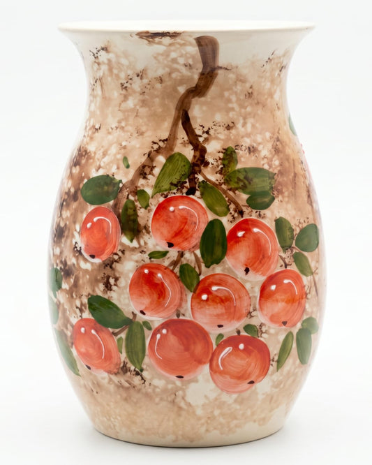 Berfectate Ceramic Vases for Home Decor - 8 Inch Farmhouse Vase with Hand Painted Flowers, Jingdezhen Ceramic Vase, Vintage Flower Vase for Living Room Table Centerpieces, Bedroom Decor