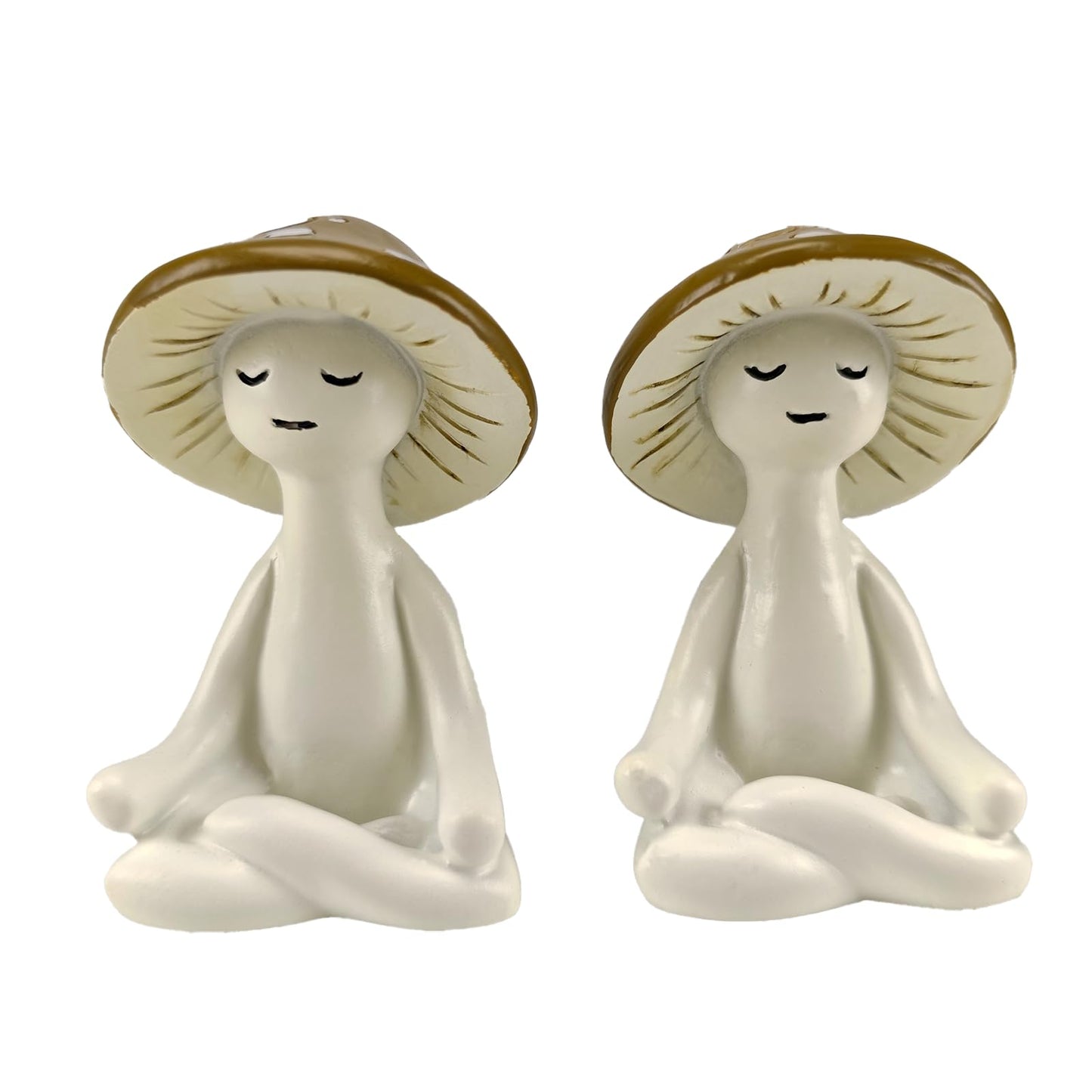 Tafelans 2Pcs Cute Meditation Mushroom Statue-Meditation Mushroom Resin Statue for Desk Living Room Resin Figurine for Home Patio Office Decor Cute Plant Statues for Tabletop Garden Backyard Decor