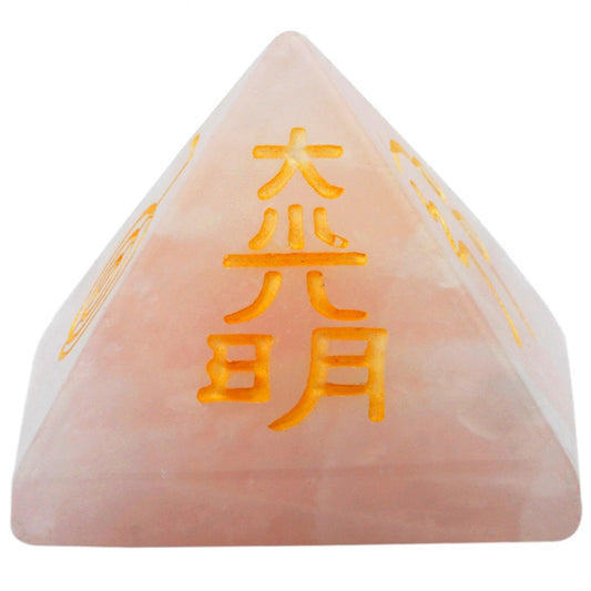 Rockcloud Healing Crystal Rose Quartz Orgone Chakra Pyramid Metaphysical Stone Figurine