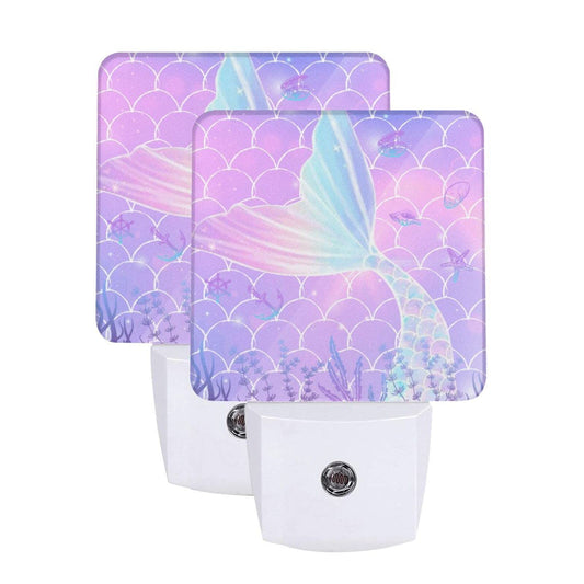 EFINLUKY LED Night Light 2 PCS Mermaid Night Light Cute Lamp Plug-in LED Nightlights Dusk to Dawn Sensor Night Lamp for Bedroom Room Nursery Hallway Stairs Kitchen Wall Decorative