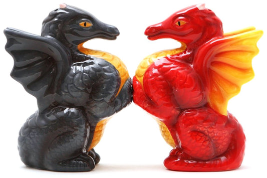 Pacific Giftware Dragons Magnetic Salt and Pepper Shakers - Ceramic Hand-Painted Fantasy Kitchen Collectible Set