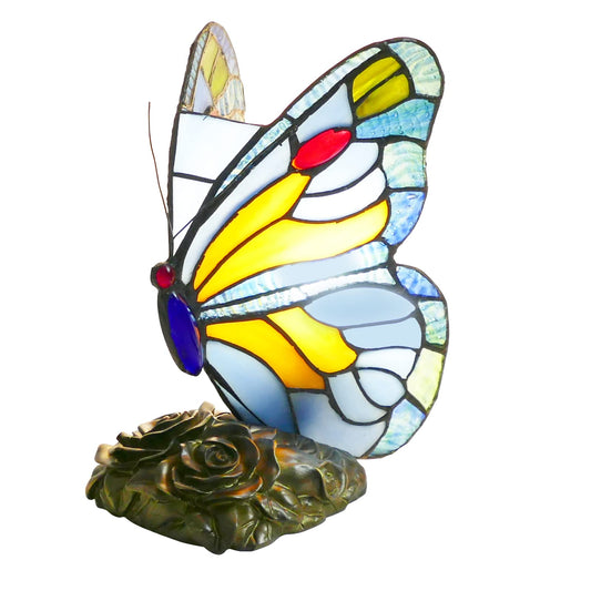 JGWSWQ Butterfly Tiffany Table Lamp, Stained Glass Vintage Night Light
