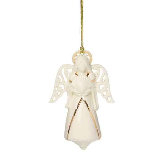 Lenox Ornaments, 2025 Angel of The Sea Christmas Ornament, Ivory Porcelain, 24K Gold Accents, Gold Cord for Hanging, Christmas Tree Decorations, Winter Decor (White, 1 Piece, 4.25 Inch Height)