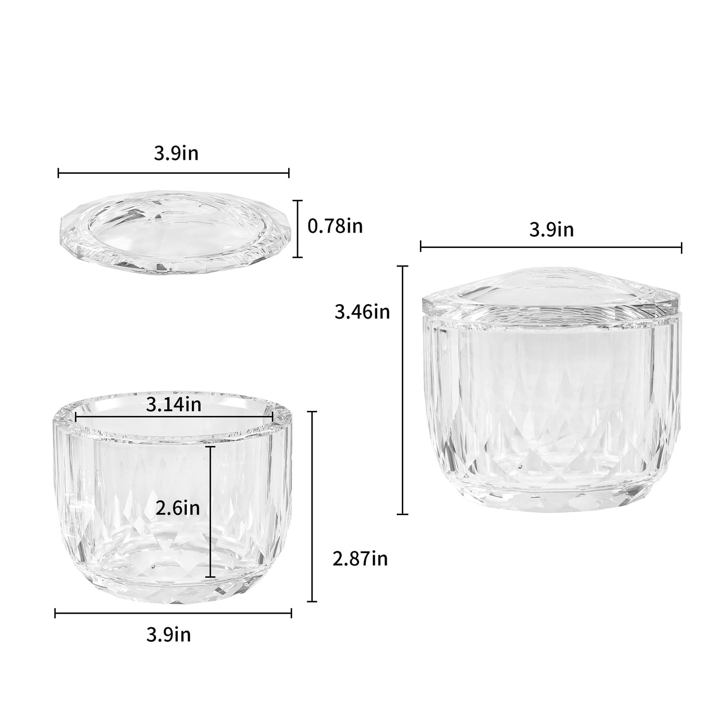 kitCom Crystal Candy Dish With Lid Hand-Cut Home Decorative Jewelry Box Candy Jar W 3.9" x H 3.5", Comes With Gift Box