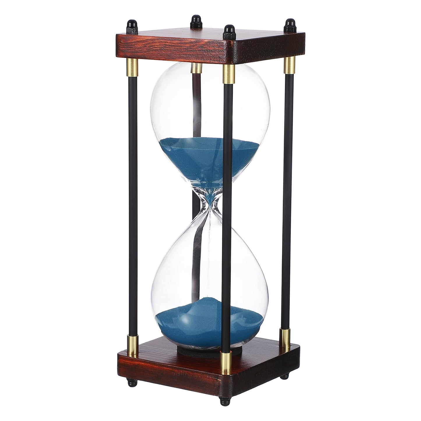 PATIKIL Large Decorative Sand Timer, 60 Minutes Wood Hour Glass Timer Modern Wooden Hour Glass for Cooking Game Office Classroom Kitchen Home, Cyan(Style 2)