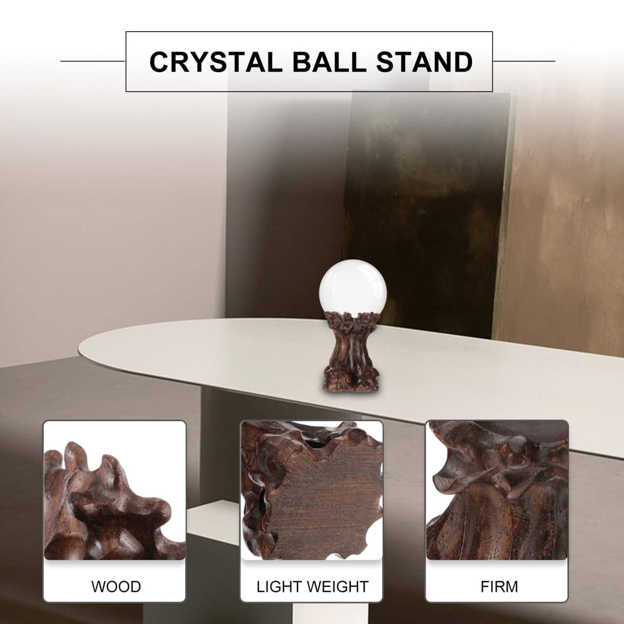 Didiseaon Wood Crystal Ball Stand 2.16X1.96X1.57In Carving Base Creative Display Pedestal for Crystal Sphere Home Decor Desktop Ornament