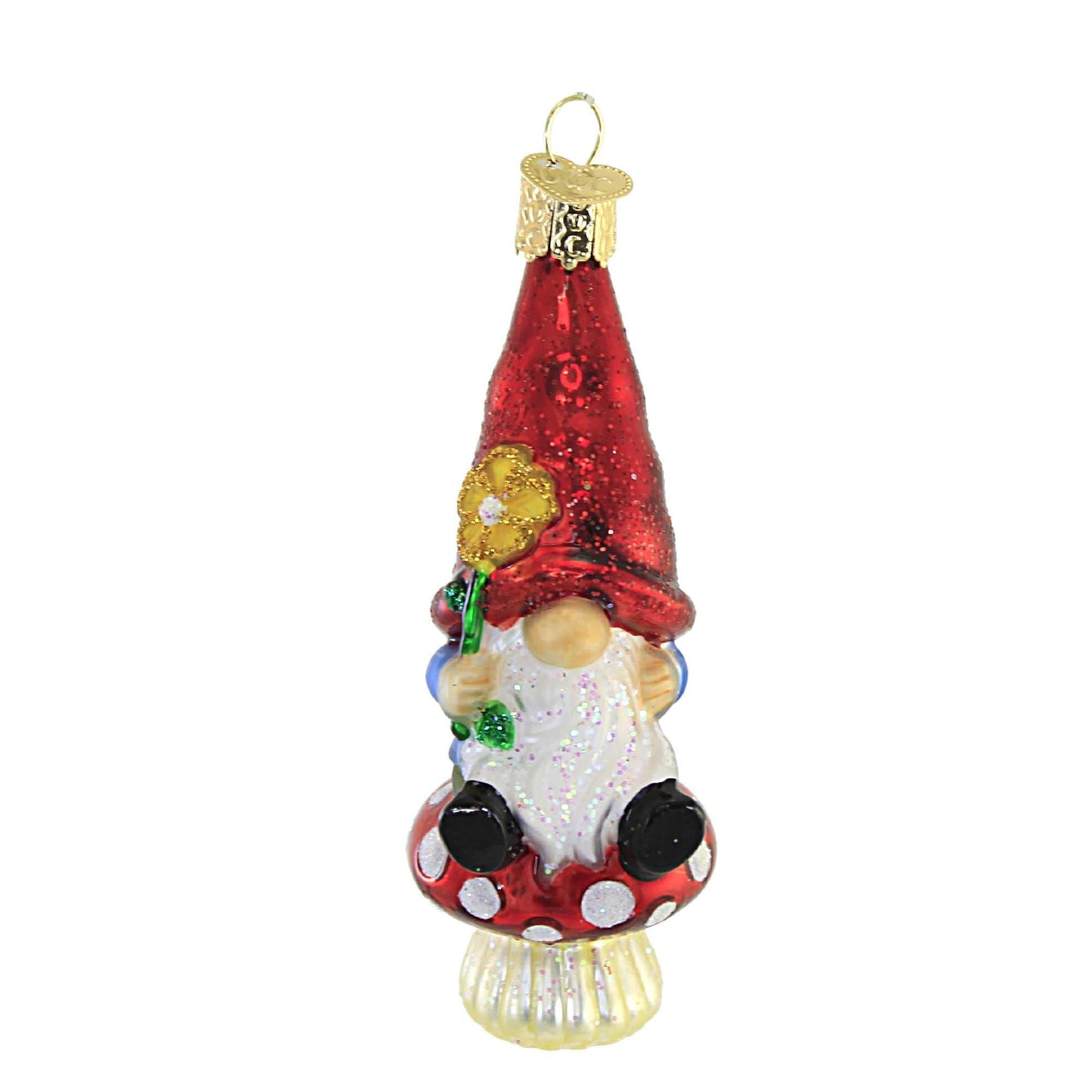 Old World Christmas Garden Gnome Glass Blown Ornament for Christmas Tree, Handcrafted Holiday Decoration, Gnome Collection