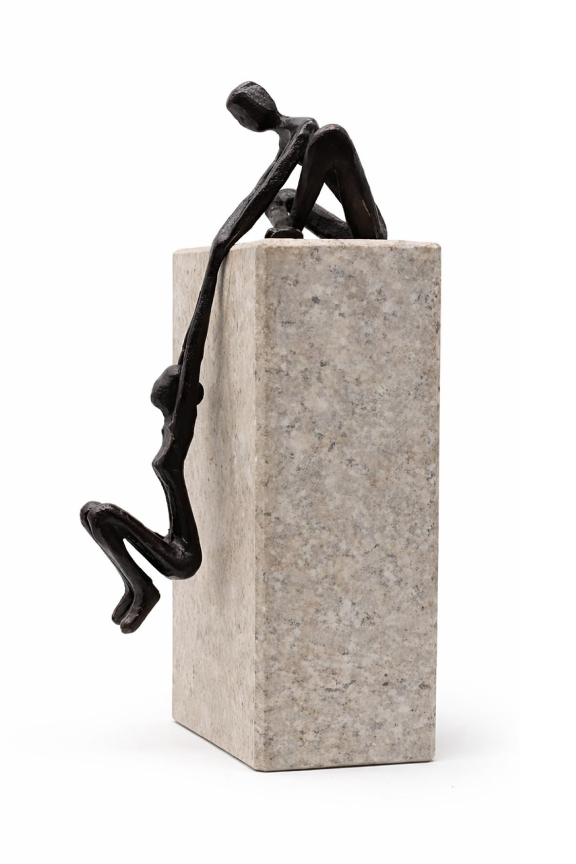 ULVEOL Industrial Abstract Cast Iron Art Sculpture Couple - Man Lifting Woman from Ledge - Modern Love Gift for Couples Cast Iron Shelf Decor for Home, Farmhouse, Bedroom, Living Room