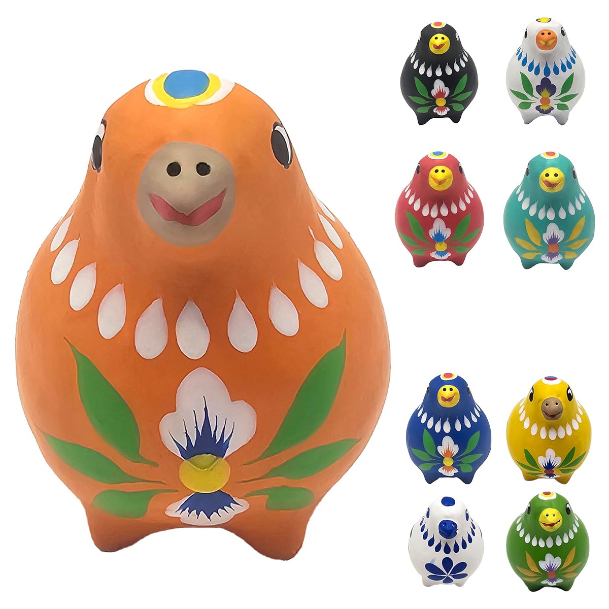Qecueoua Decorative Clay Bird Figurines Hand-Painted Folk Art Design Collectible Smal Figurines Holiday Birthday Couples Friend Unique Gift Idea Decorative Home Art Table Bring Good Luck (Orange)