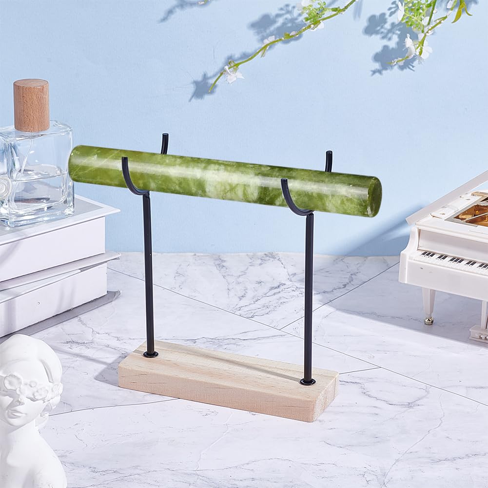 AHANDMAKER Crystal Stone Holder Display Stand Jewelry Organizer Stand with Wooden Base Detachable Jewelry Wrap Watch Organizer Holder for Necklaces Rings Bracelets Keychains Storage