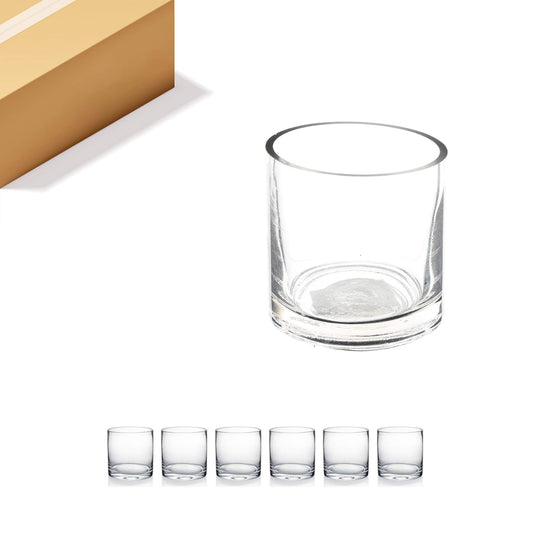 WGV Tea Light Votive Candle Holder 3x3, Clear Tiny Cylinder Glass Vase, Small Planter Terrarium for Home Accent Decor, 6 Pieces