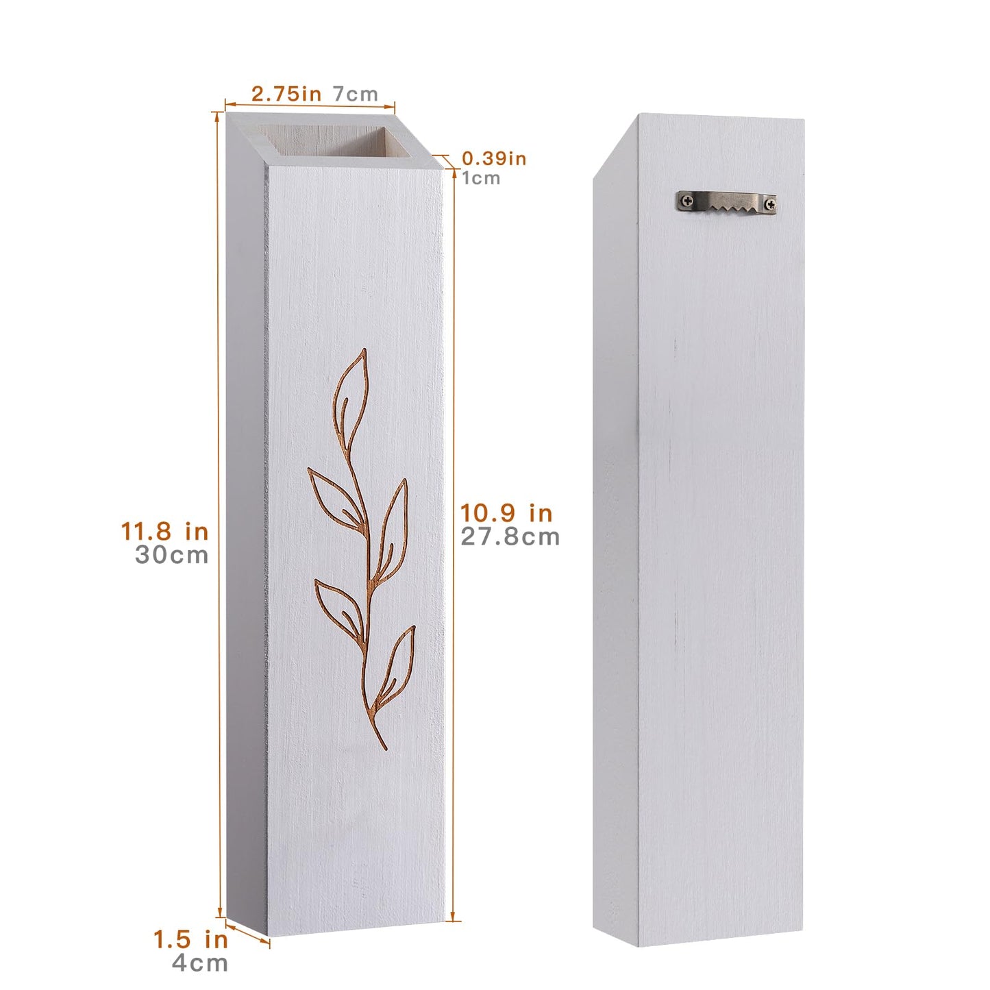 BOTOP Wood Wall Planter, Farmhouse 4 Pack Indoor Pocket Wall Vases Decor for Living Room Bedroom Dried Flowers Faux Greenery Plants (White)