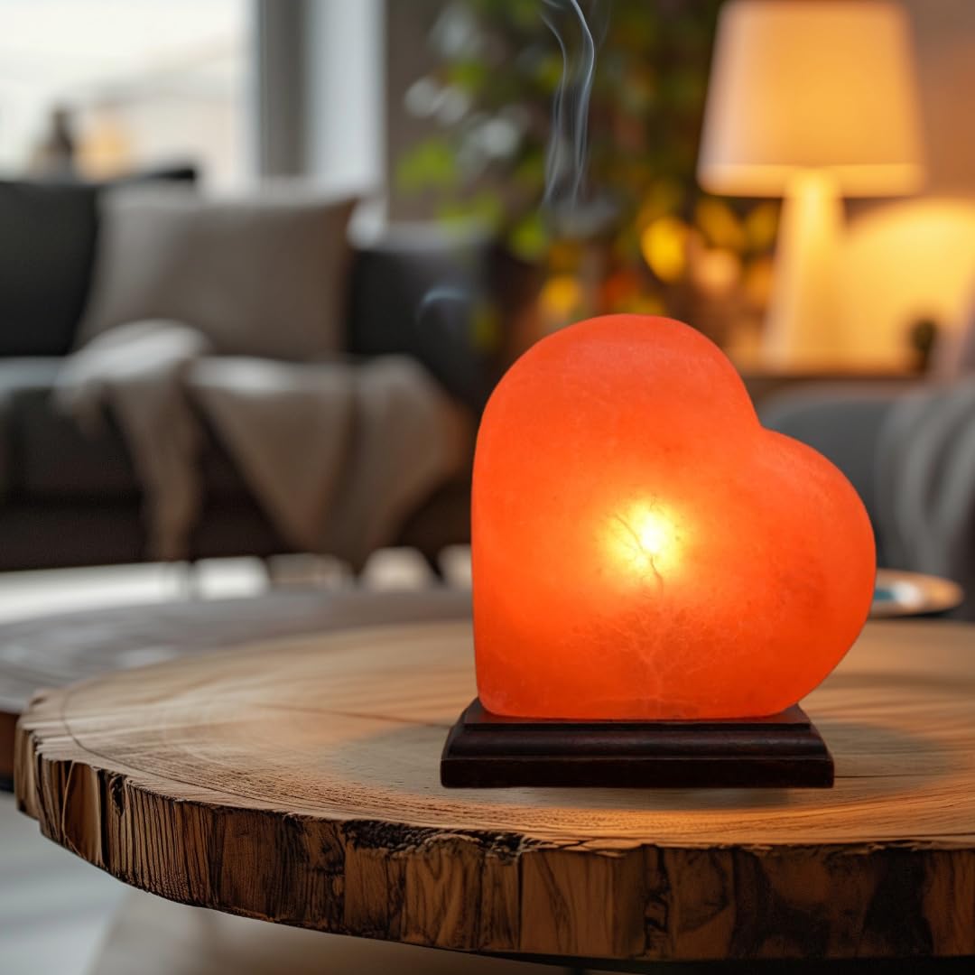 NatureBoost Himalayan Pink Salt Heart Lamp Comes with Dimmer Switch and a Pair of Bulbs (Heart2)