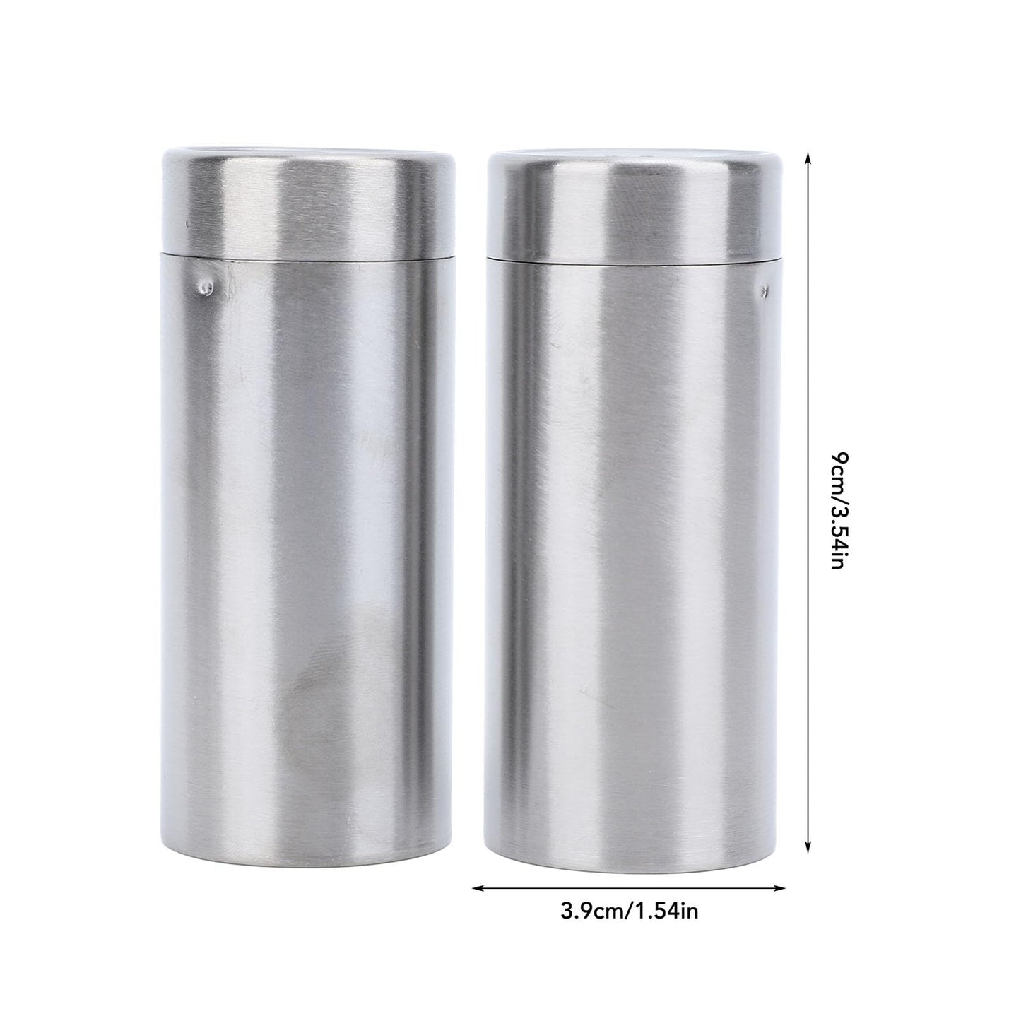 2 Pack Salt and Pepper Shakers Set, Stainless Steel Salt Pepper Shaker Seasoning Bottles with Perforated "S" and "P" Caps, Dining Table Silver Shakers for Home Cooking Restaurants Bar BBQ