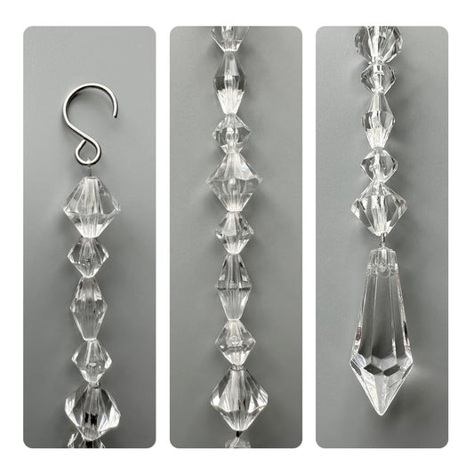 Clear Acrylic Crystal Drop Crystal Ornaments for lampshade, Chandeliers,Candlesticks Decor,Centerpieces and Christmas Tree Decoration (6 Long/7 inch+6 Short/6.3 inch) ﻿