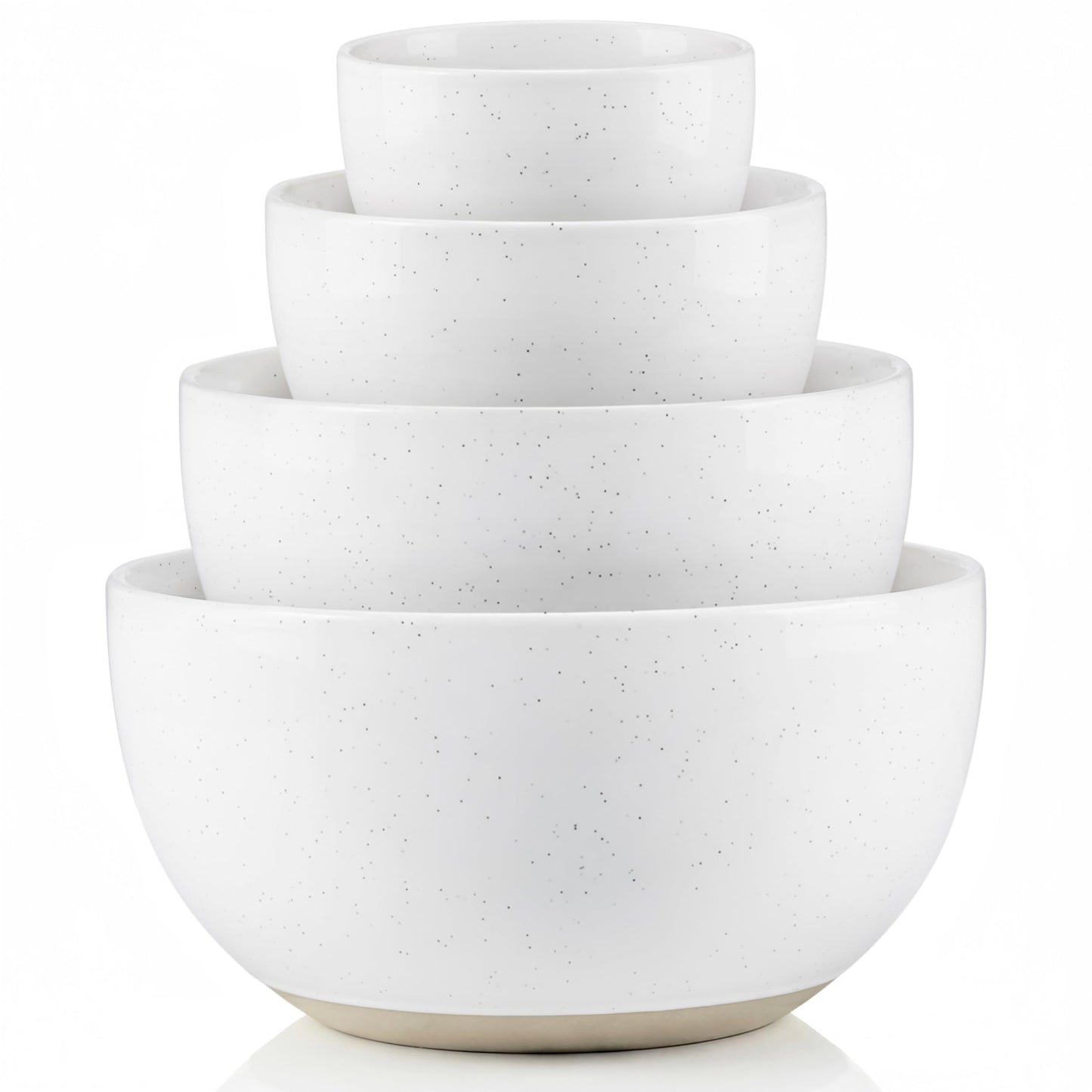 KooK Mixing Bowls, Ceramic Nesting Bowls, Stoneware Kitchen Bowls, For Prep, Serving, Dishwasher Safe, 18/40/90/140 oz, Set of 4, Moonstone