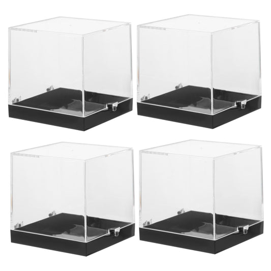 OATIPHO 4pcs Square Mineral Specimen Display Boxes Rock Collection Case Crystal Display for Home Shelf Decoration Black Base
