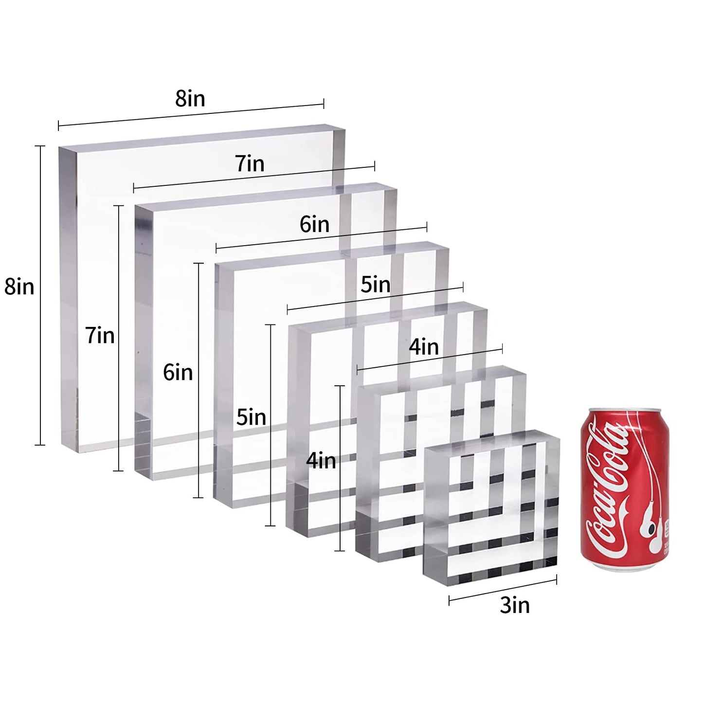 CiaoHER 3in Square Acrylic Cube Display Block, 1in Thickness, 2 Pack