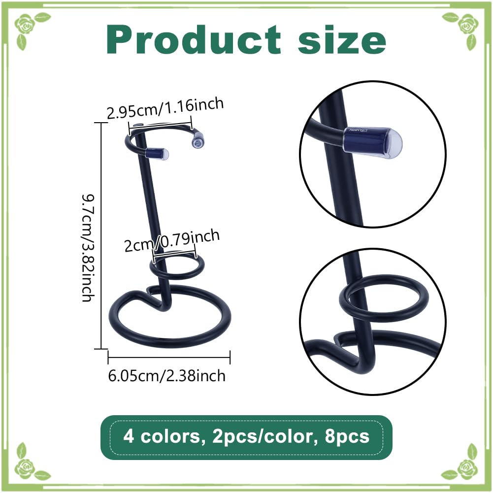 NBEADS 8 Pcs 4 Colors Iron Crystal Scepter Display Stands Ball Holders for Small Gemstones Crystal Mineral Agate