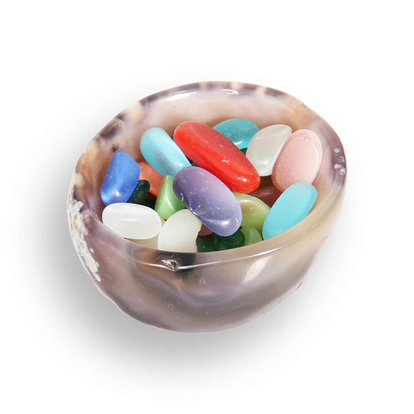 Orientrea Agate Decorative Bowls, Approximately 3.1"- 4.1", Hand Polished Gem Stone Bowls, Natural Raw Crystal Decorative Dish Jewelry Storage Agate Bowl for Meditation, Reiki, Healing